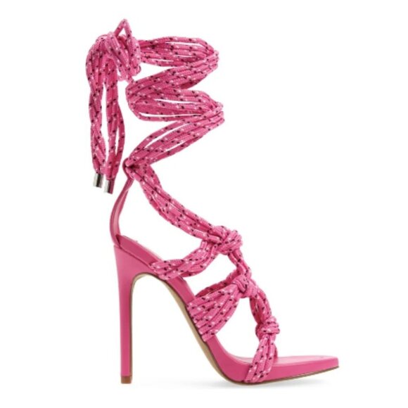 NEW Steve Madden Fiore Ankle Tie Sandal in Pink - Picture 2 of 5